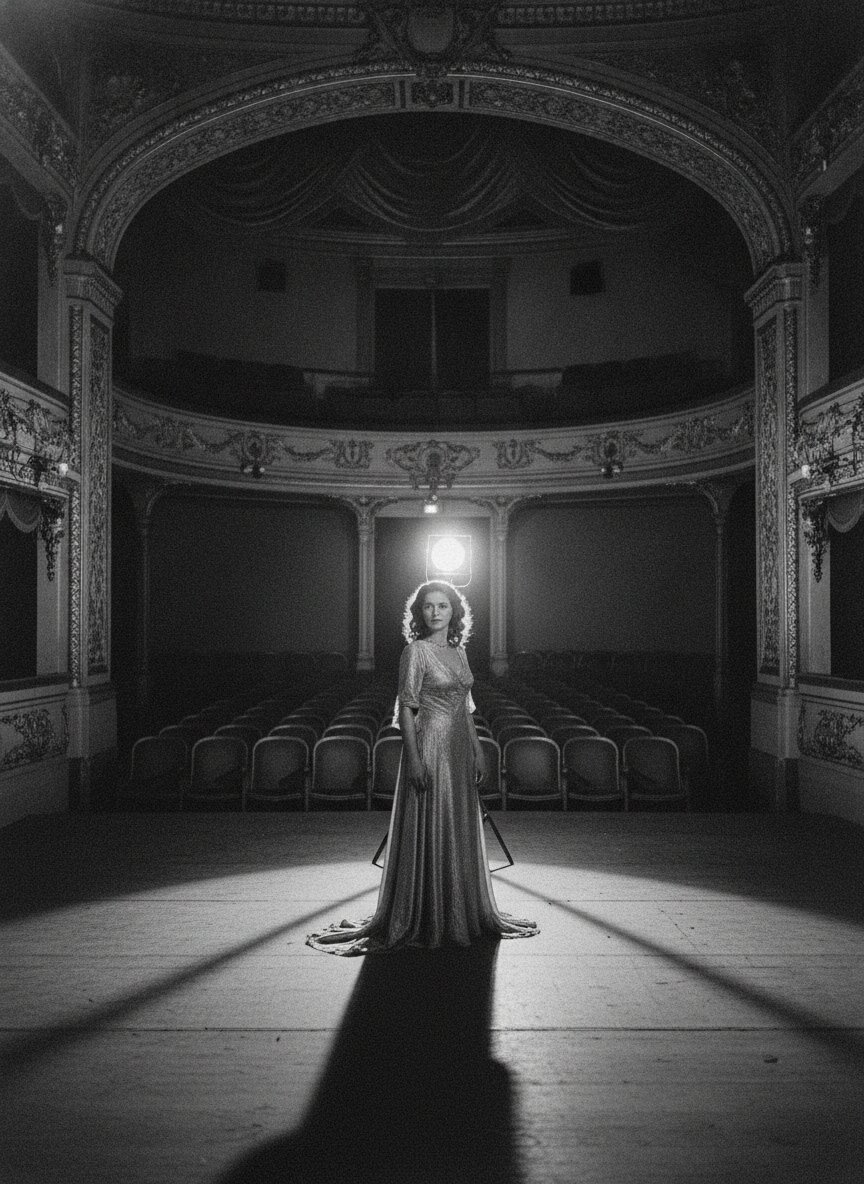 Full-length portrait in an empty theatre