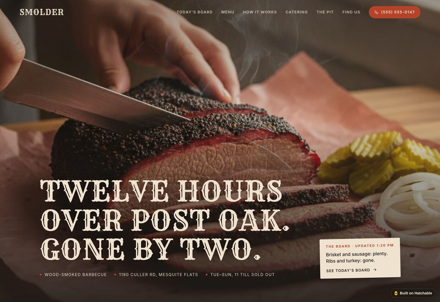 Smolder — barbecue restaurant website template preview
