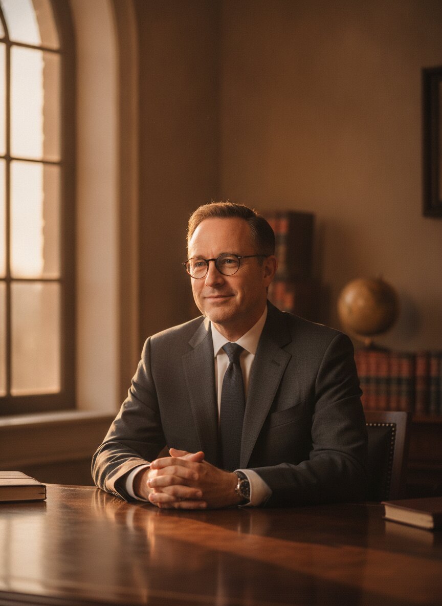 Marcus Hale, partner, at his desk