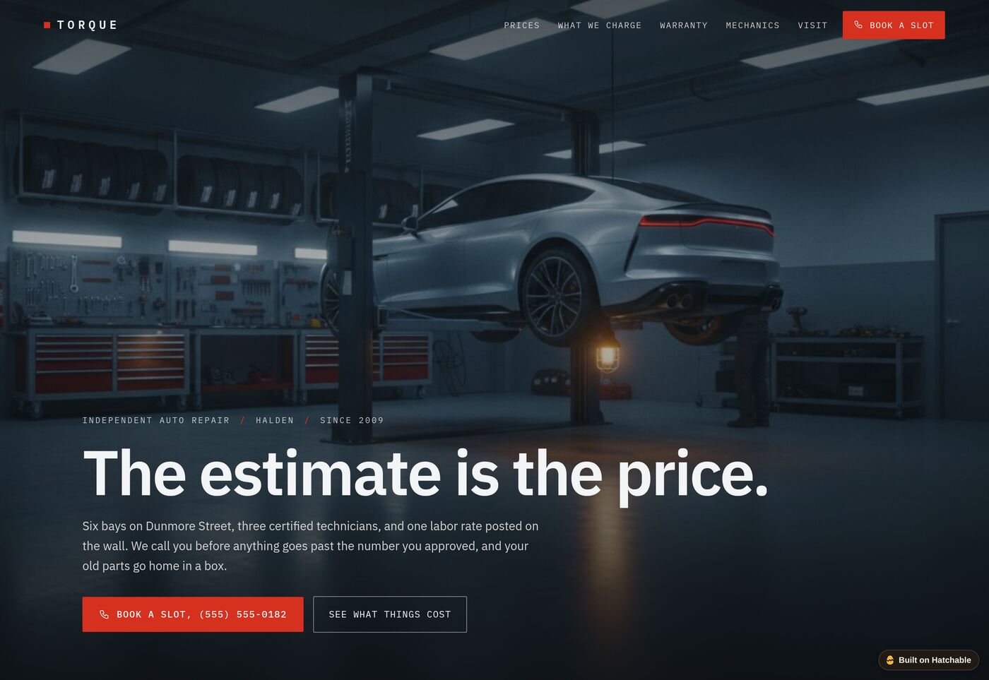 Torque — auto repair shop website template preview