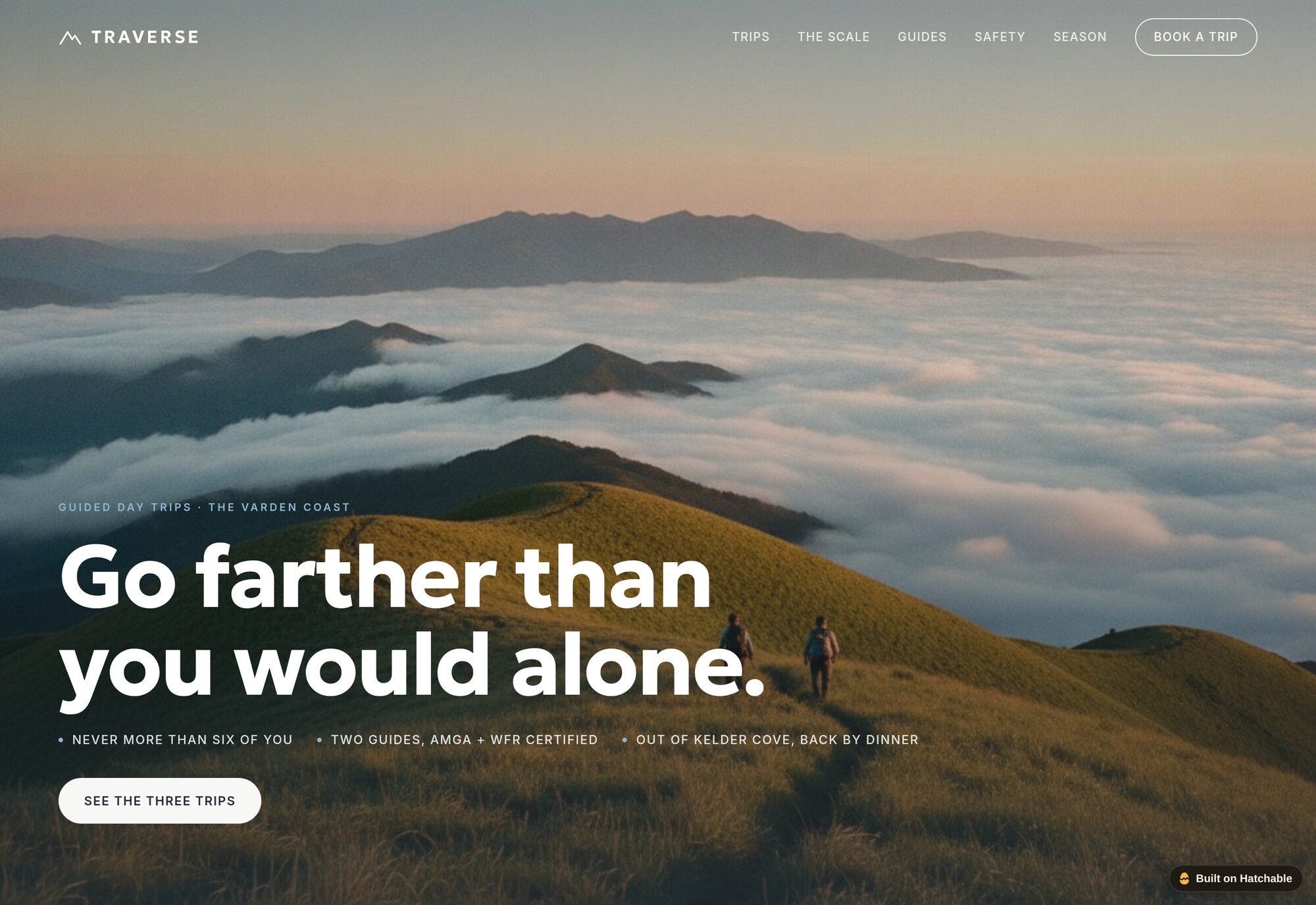 Traverse outdoor guide website template — full design preview
