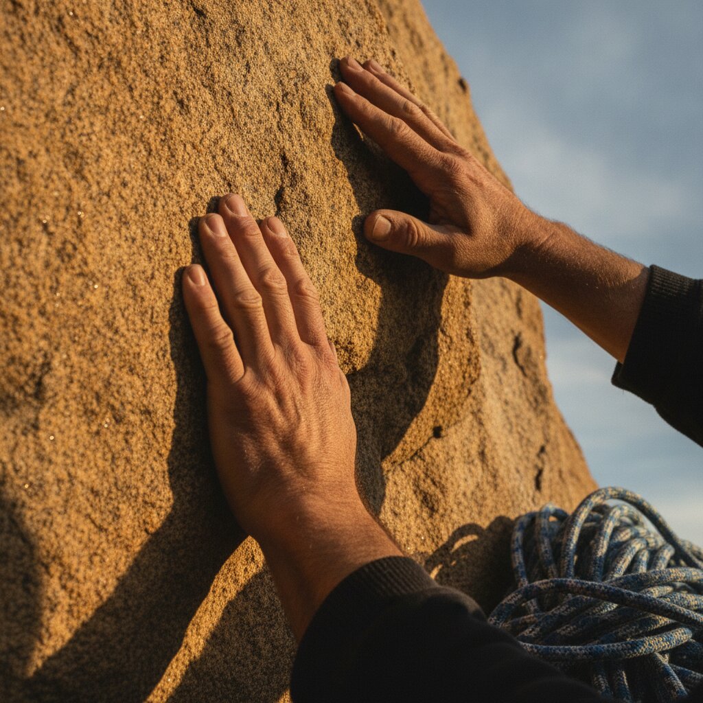 Hands on warm granite on the Ridgeline Traverse scramble