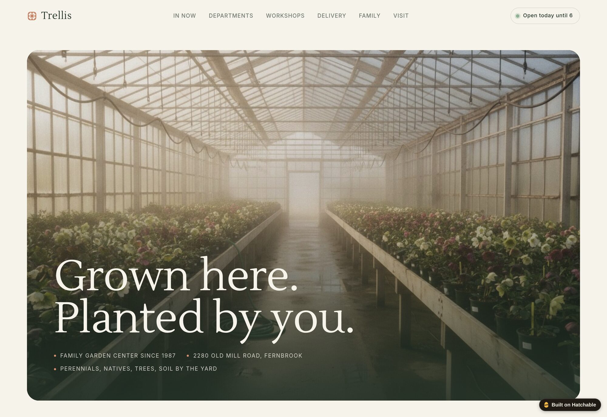 Trellis garden center website template — full design preview