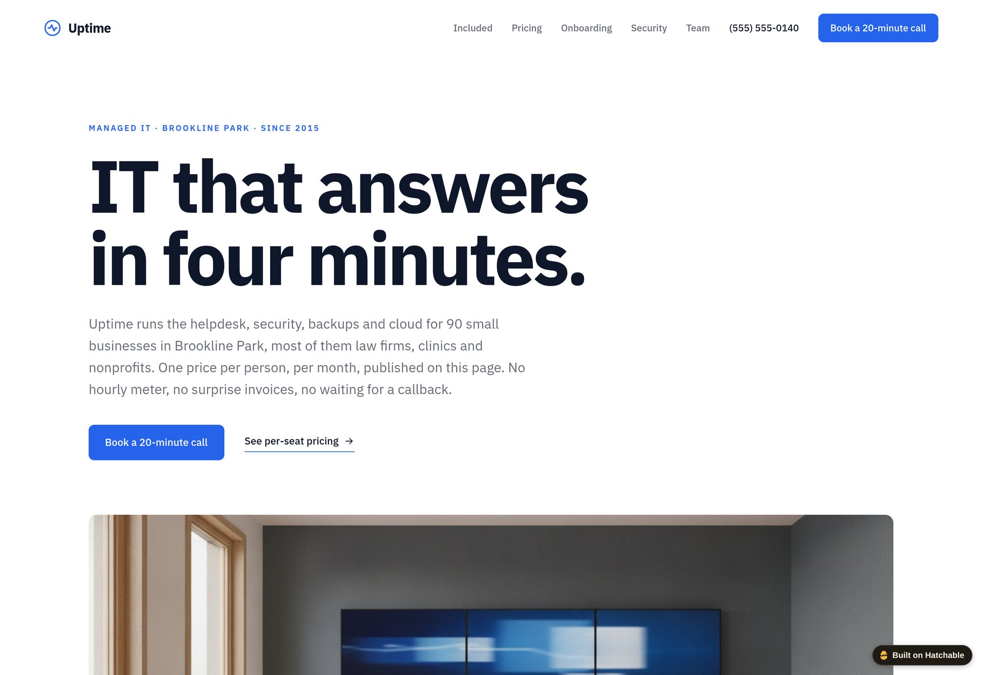 Uptime managed IT services website template — full design preview