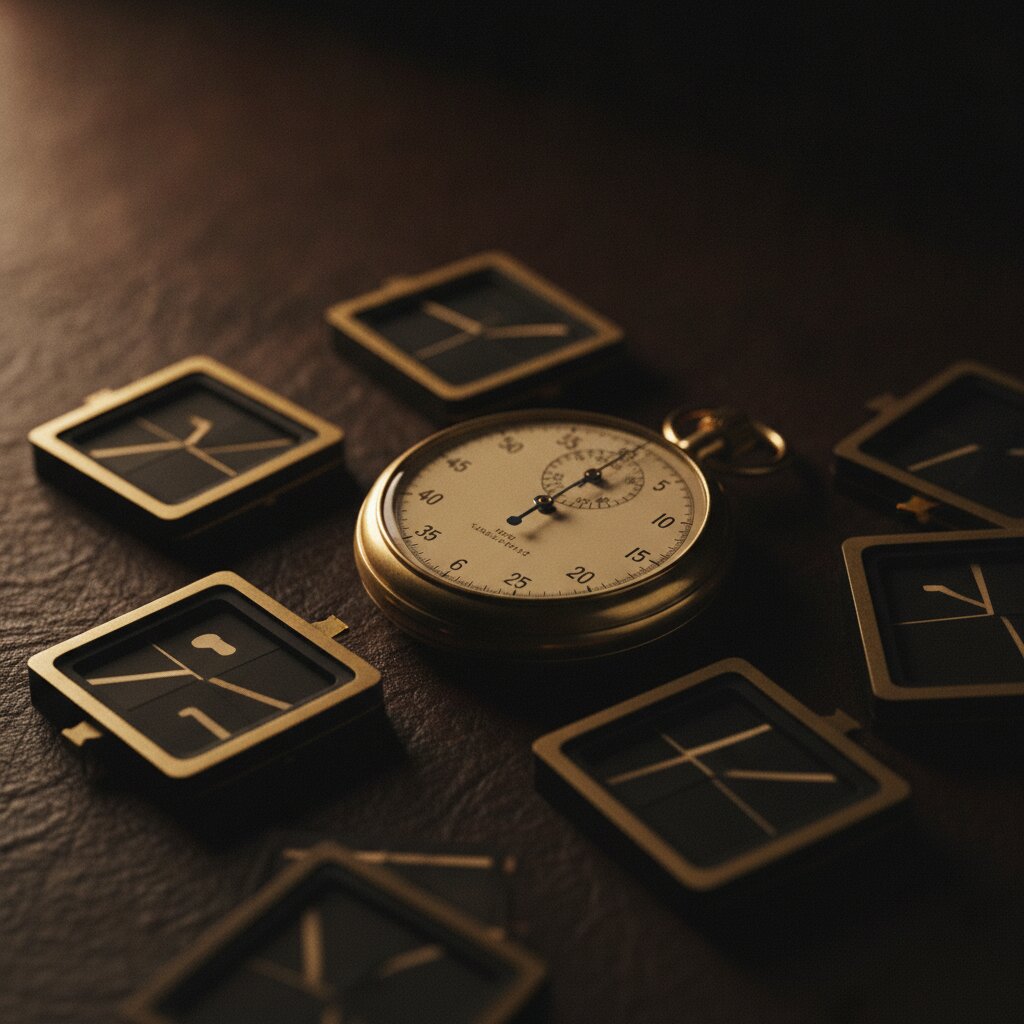 A vintage flip clock in brass tones, reading close to the hour