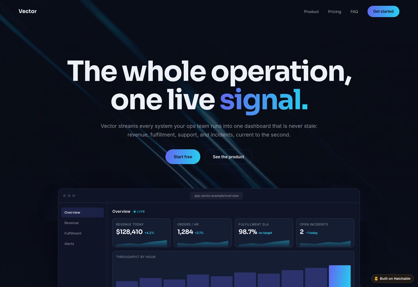Vector — startup landing page website template preview