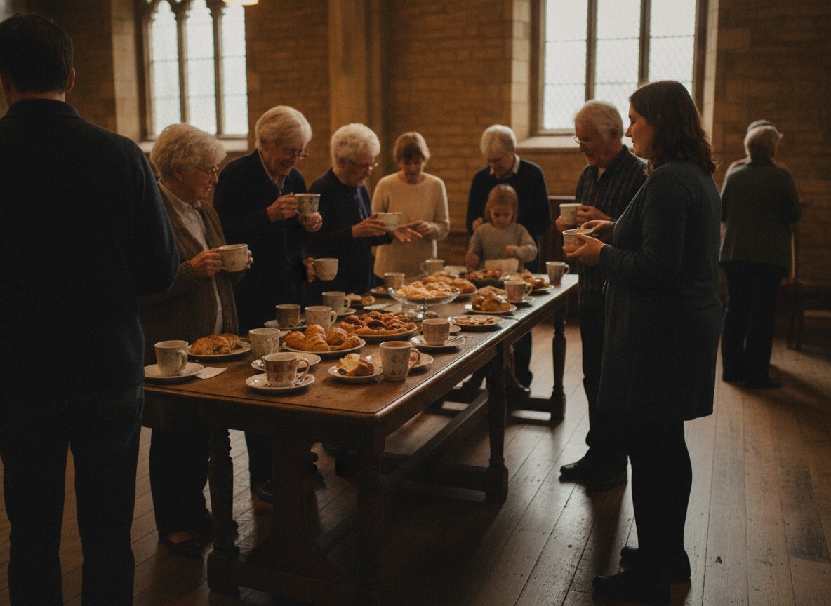Coffee hour in the fellowship hall after a service