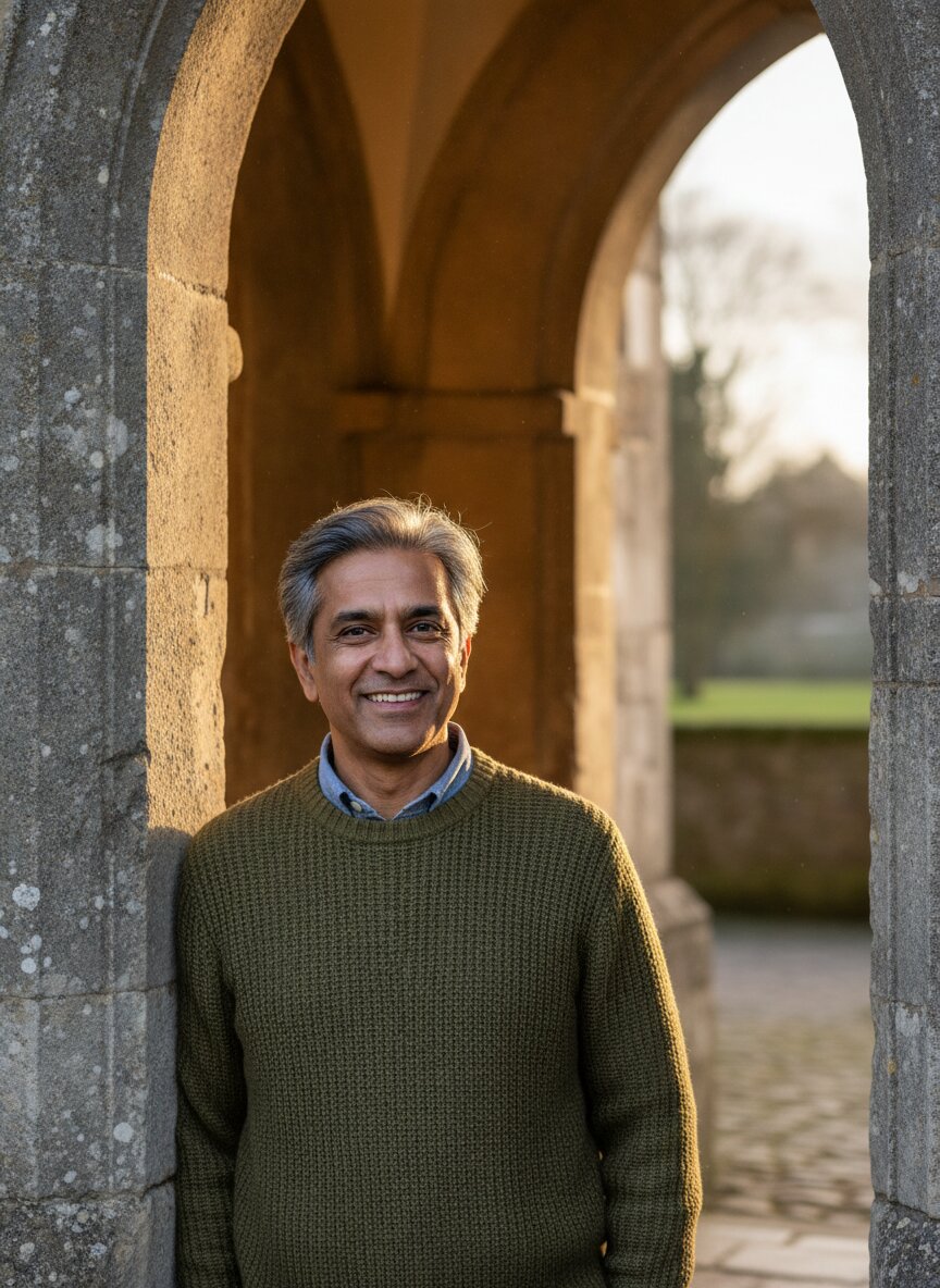 Pastor Samuel Varghese in the church doorway